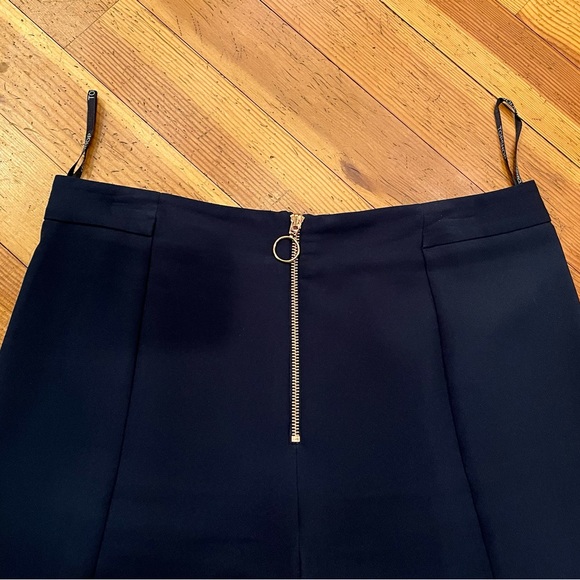 Top Shop Navy Palazzo pants with rose gold looped zipper front - size US10 - Picture 4 of 8